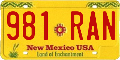 NM license plate 981RAN