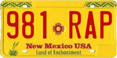 NM license plate 981RAP