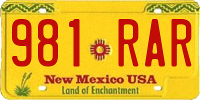 NM license plate 981RAR