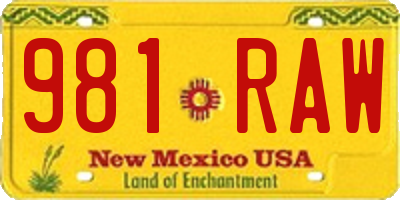 NM license plate 981RAW