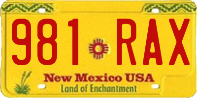 NM license plate 981RAX