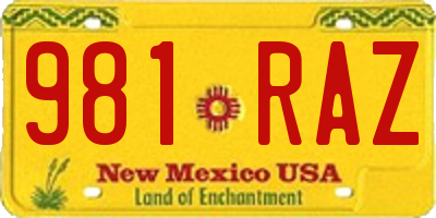NM license plate 981RAZ