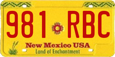 NM license plate 981RBC