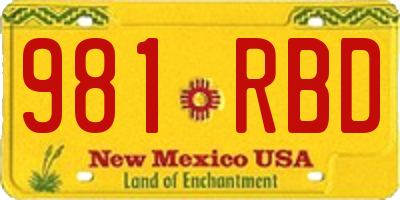 NM license plate 981RBD