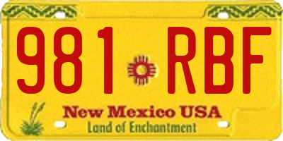 NM license plate 981RBF