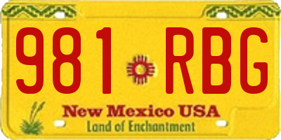 NM license plate 981RBG