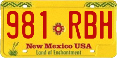 NM license plate 981RBH