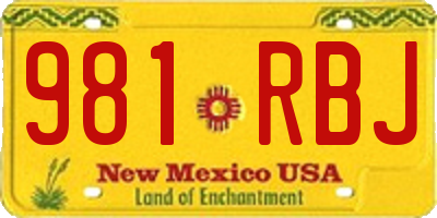 NM license plate 981RBJ