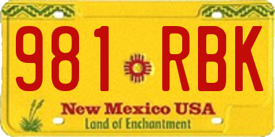 NM license plate 981RBK