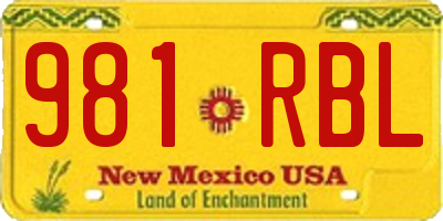 NM license plate 981RBL