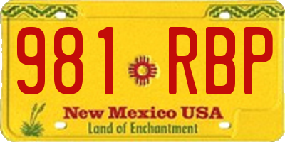 NM license plate 981RBP