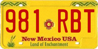 NM license plate 981RBT