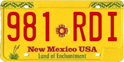 NM license plate 981RDI