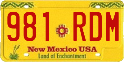 NM license plate 981RDM