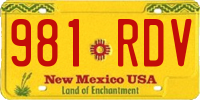 NM license plate 981RDV