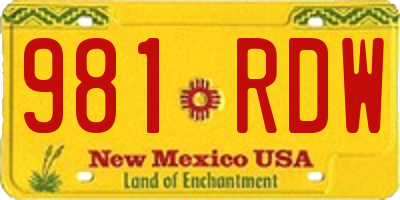 NM license plate 981RDW