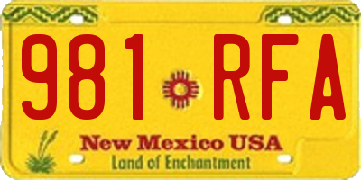 NM license plate 981RFA