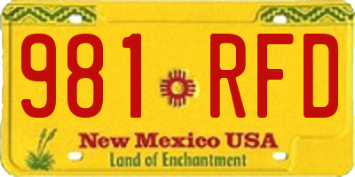 NM license plate 981RFD