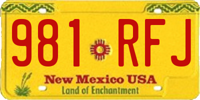 NM license plate 981RFJ