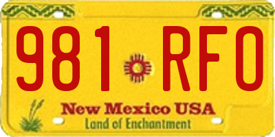 NM license plate 981RFO