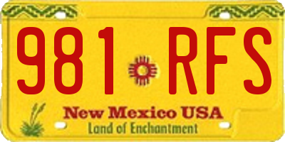 NM license plate 981RFS