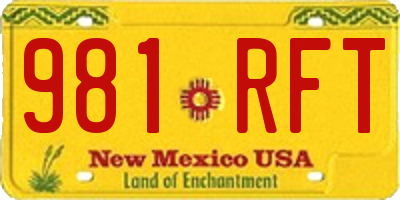 NM license plate 981RFT