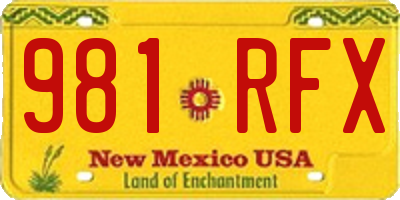NM license plate 981RFX