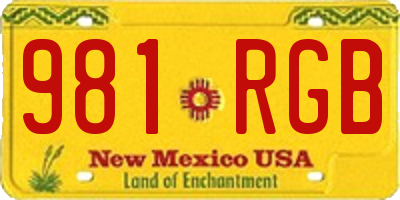 NM license plate 981RGB