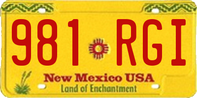 NM license plate 981RGI