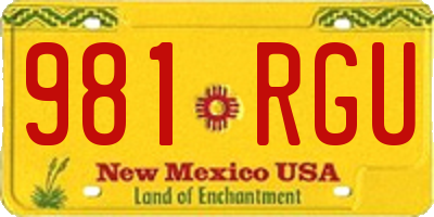 NM license plate 981RGU