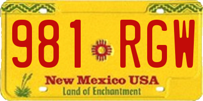 NM license plate 981RGW