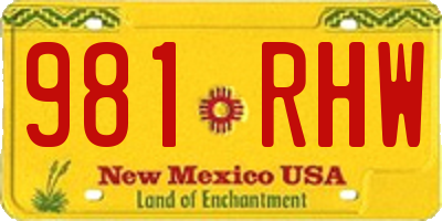 NM license plate 981RHW