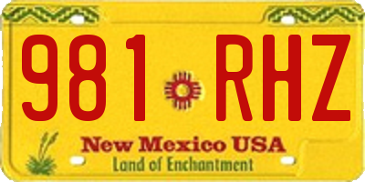 NM license plate 981RHZ