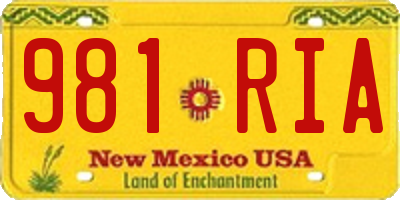 NM license plate 981RIA
