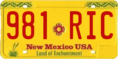 NM license plate 981RIC