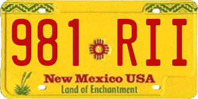 NM license plate 981RII