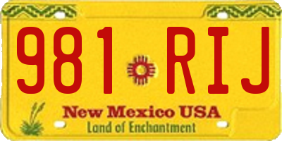 NM license plate 981RIJ