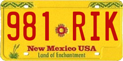 NM license plate 981RIK