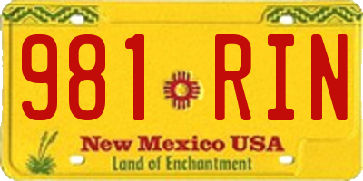 NM license plate 981RIN