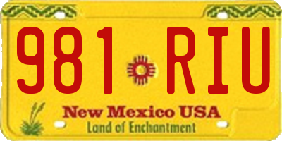 NM license plate 981RIU