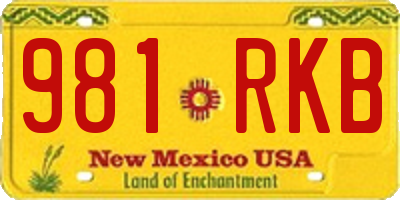 NM license plate 981RKB