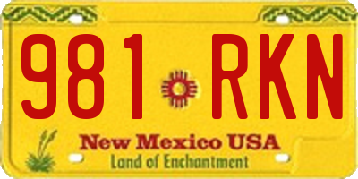 NM license plate 981RKN