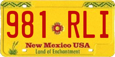 NM license plate 981RLI
