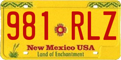 NM license plate 981RLZ