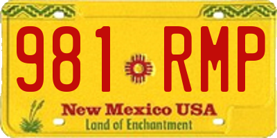 NM license plate 981RMP