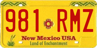 NM license plate 981RMZ
