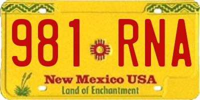 NM license plate 981RNA