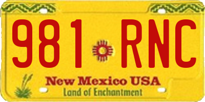 NM license plate 981RNC