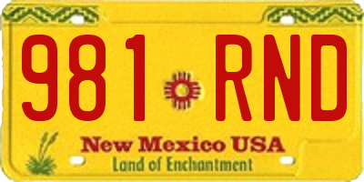 NM license plate 981RND