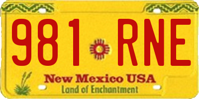 NM license plate 981RNE
